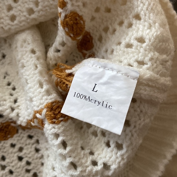 White Gold Black Striped Fall Boutique Sweater NWOT L - Picture 4 of 4